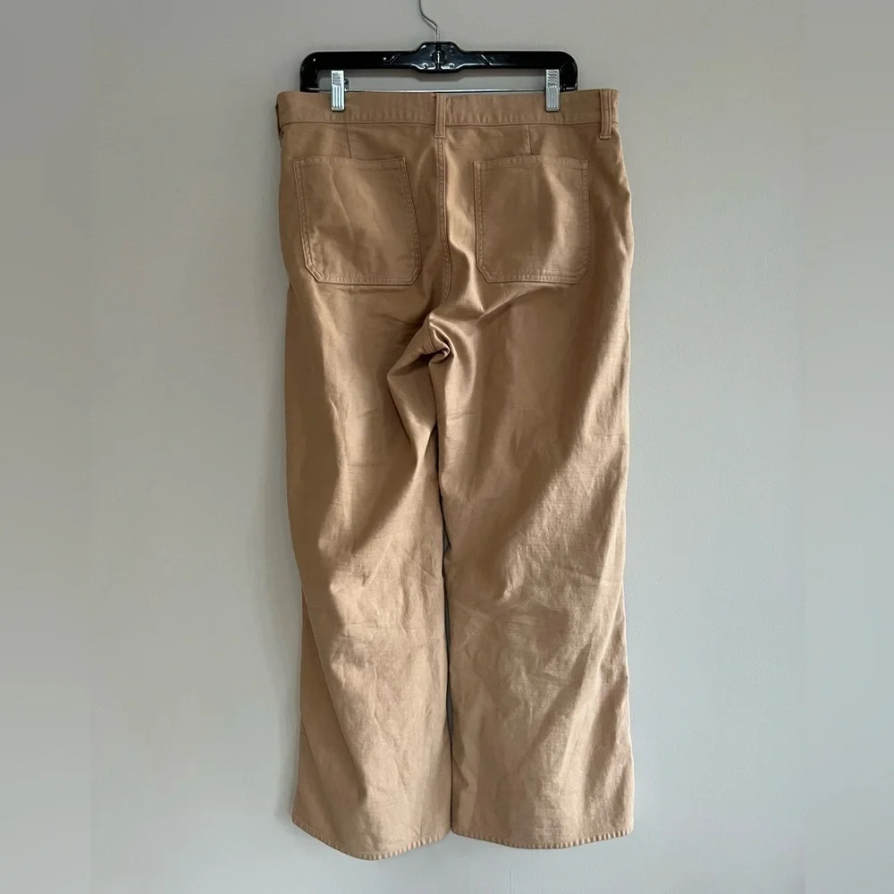 J. Crew Camp Pocket Wide Leg Cotton High Rise Stretch Pants Khaki Tan, size 29